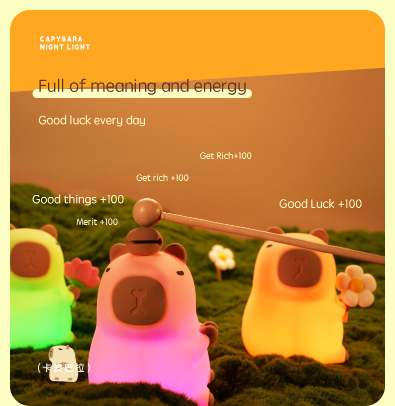 Cute Silicone Capybara Night Light Children's Nightlight Gift Usb Rechargeable Animal Silicone Night Lamp