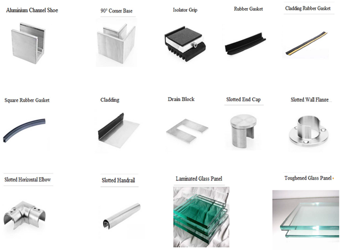 Aluminium Safety U Channel Profile External Frameless Glass Balustrade Easy DIY