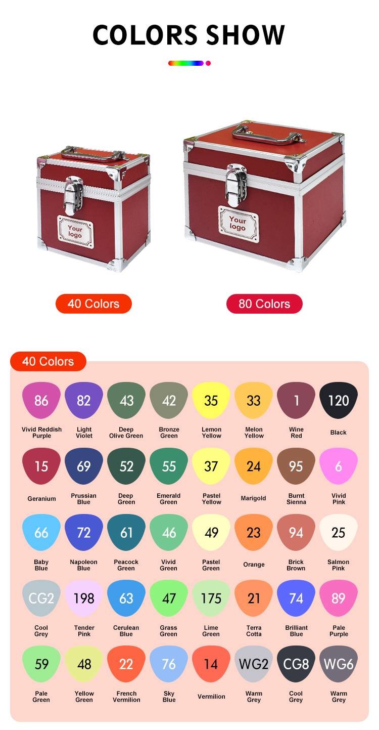 Double Headed Color Marker Set 80 Colors Kids Painting Set For School Home