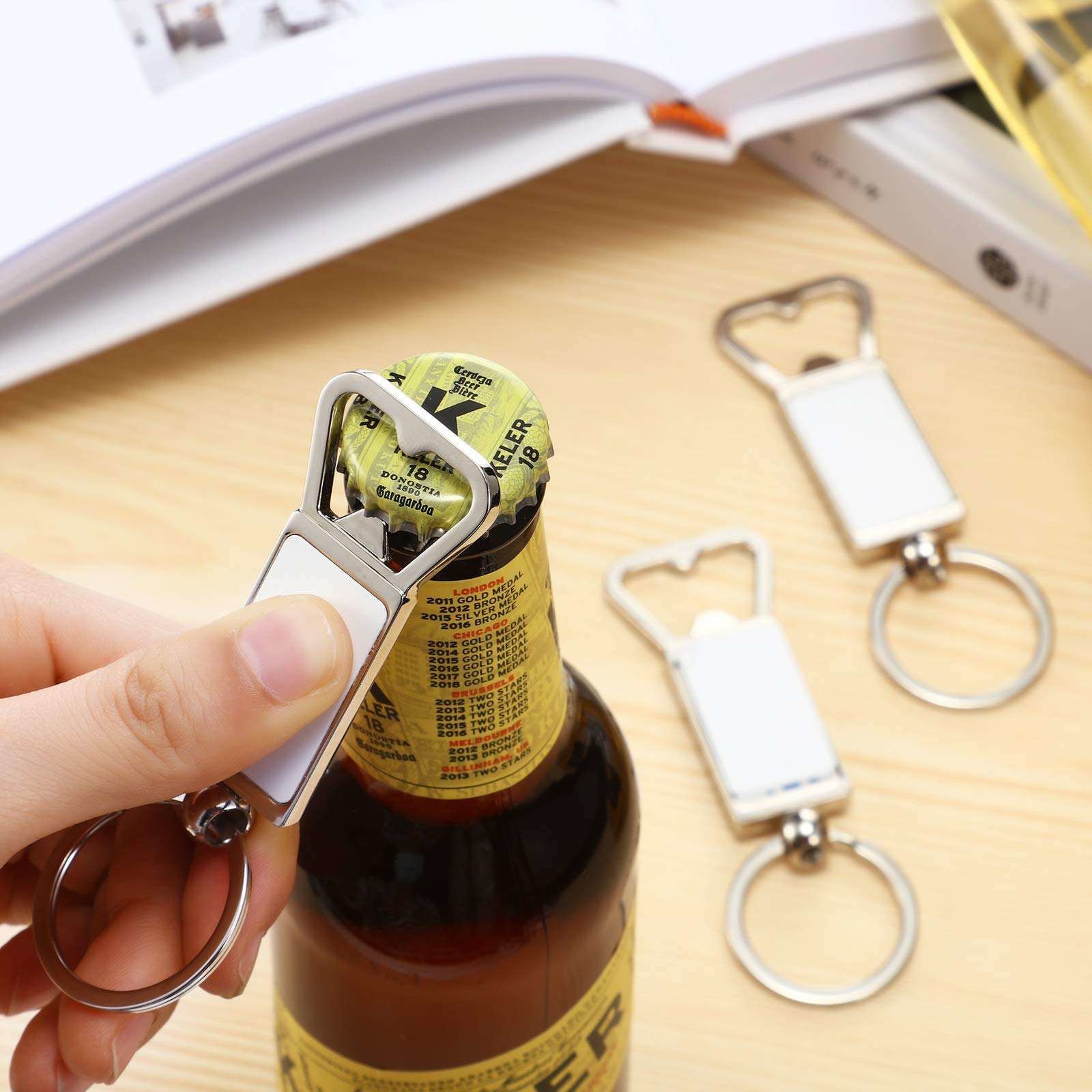Blank Metal Sublimation Bottle Opener With Keychain For Custom Sublimation Keychain Bottle Opener