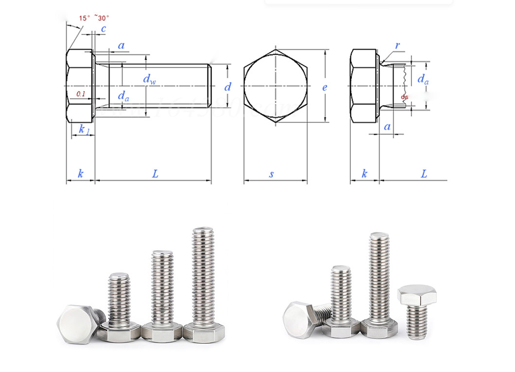 M8 Carbon Steel Hex Bolt Grade 8.8 Hex Cap Screw Bolt For Industrial Machinery