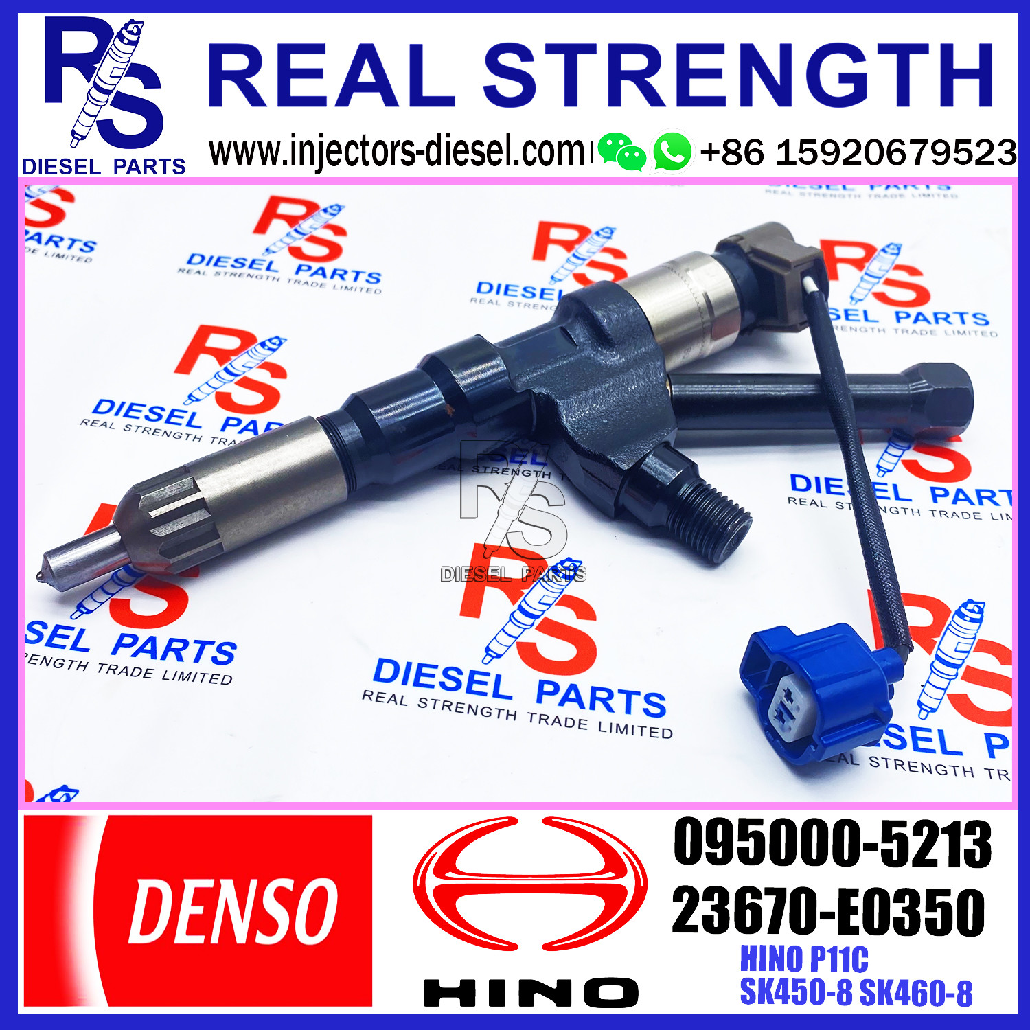Excavator Spare Part 23670-E0351 Fuel Injector 095000-5215 SK460-8 P11C KOBELCO 095000-5213 095000-5214