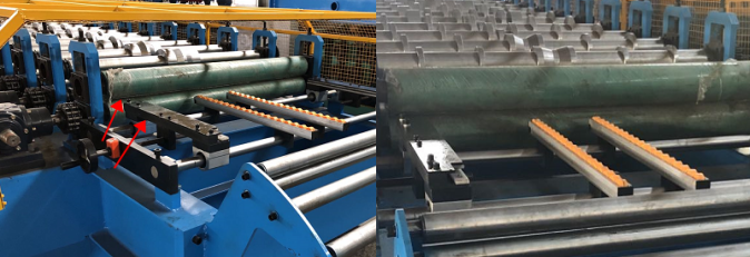 Leveling part of metal roofing sheet machine