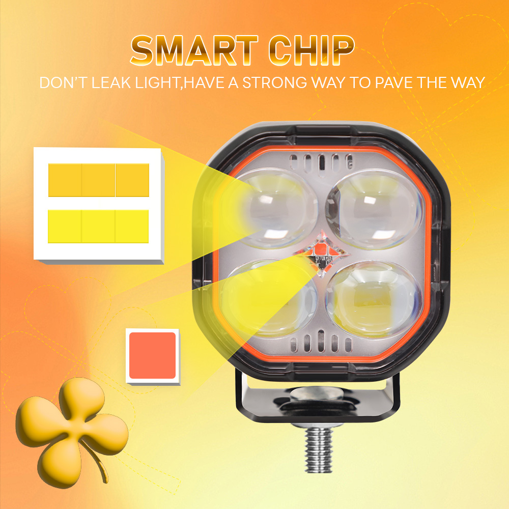 4 LED White Red Yellow Projector Spotlight LED Light For Motorcycle For Car