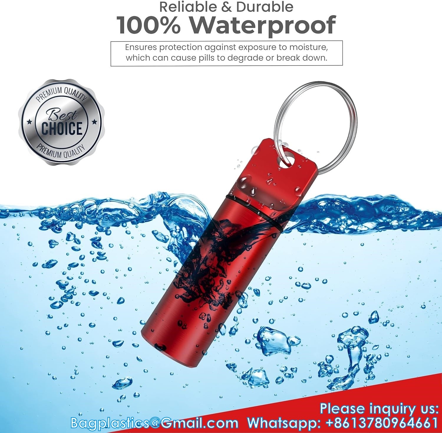 Aluminum Metal Pill Box Case Organizer With Keychain - Outdoor Medicine Bottle Key Ring Small First Aid Drug Holder