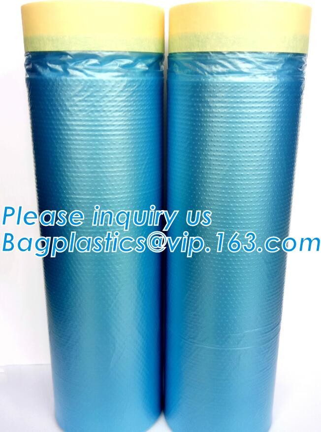 Pre-tapd paint masking film HDPE,Car paint repair masking film with tape, Hot sell masking film with adhesive tape, PAC