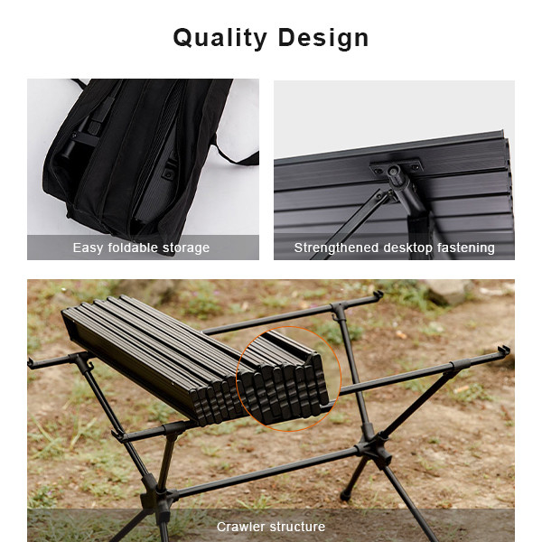 4-6 Person Large Folding Camping Table With Telescopic Legs Lightweight Aluminum Folding Table