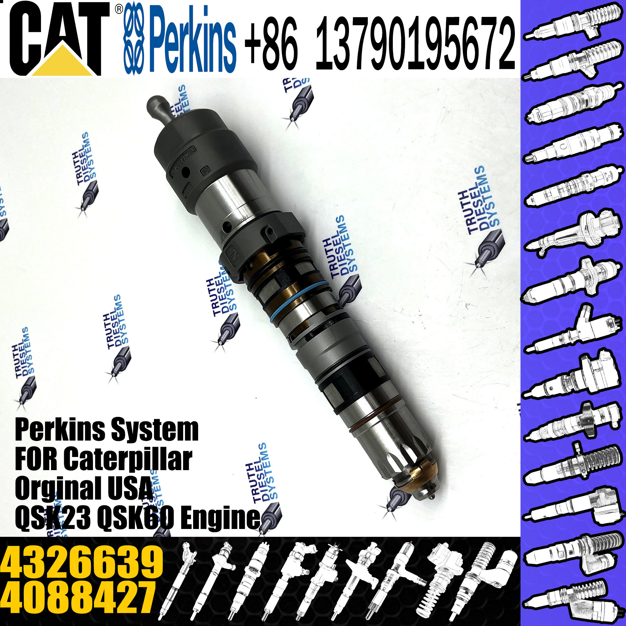 ISO Cummins Qsk60 Injector 4326782 4088427 4087893 Diesel Auto Parts