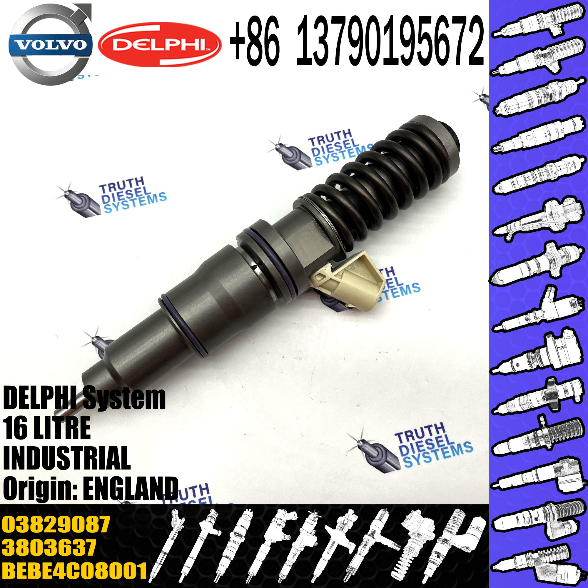 injector common rail injector 3829087 BEBE4C08001 For VOL Penta D16C diesel fuel injector 03829087