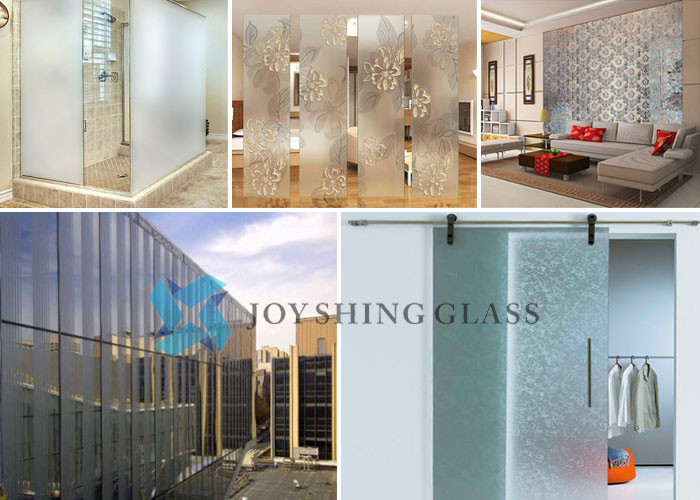 Clear Tempered Acid Etched Glass 10mm 12mm Frosted Window Glass For Building