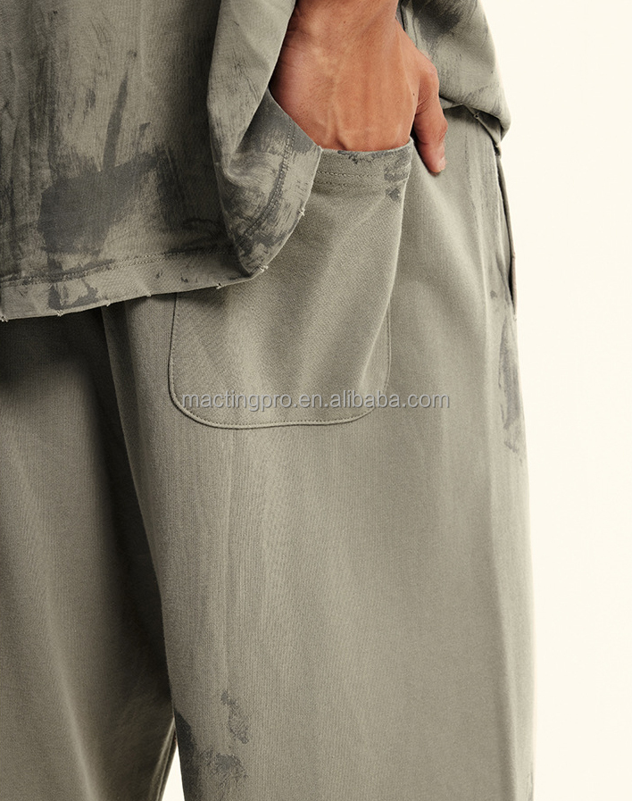 Custom Streetwear French Terry Jogging Pants Hand Painted Vintage Oversized Sweatpants