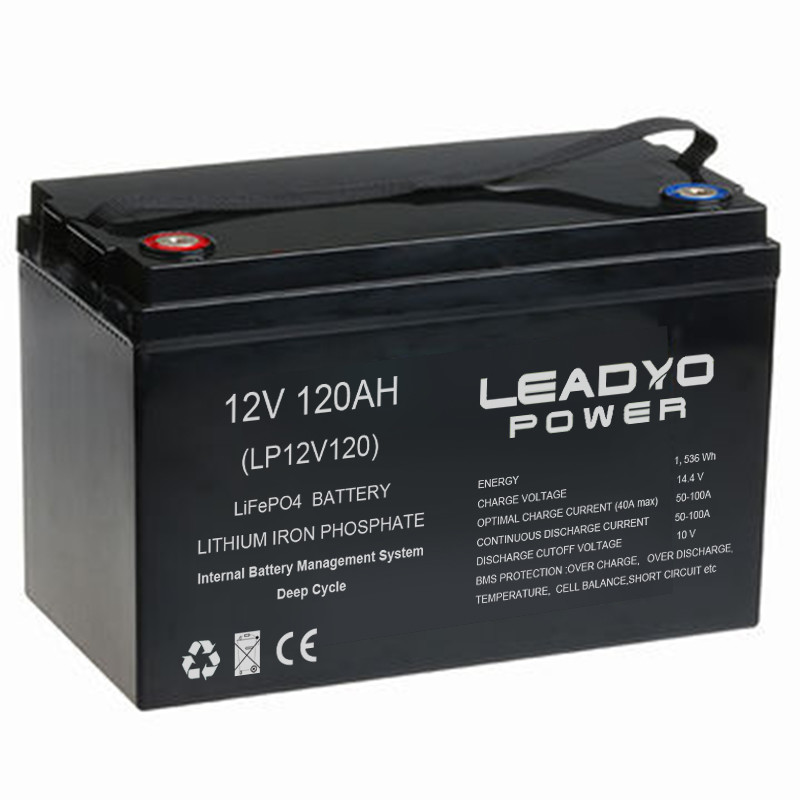 Rechargeable Lithium iron Marine Battery 12V 120Ah LiFePO4 Deep Cycle Batteries with Smart BMS