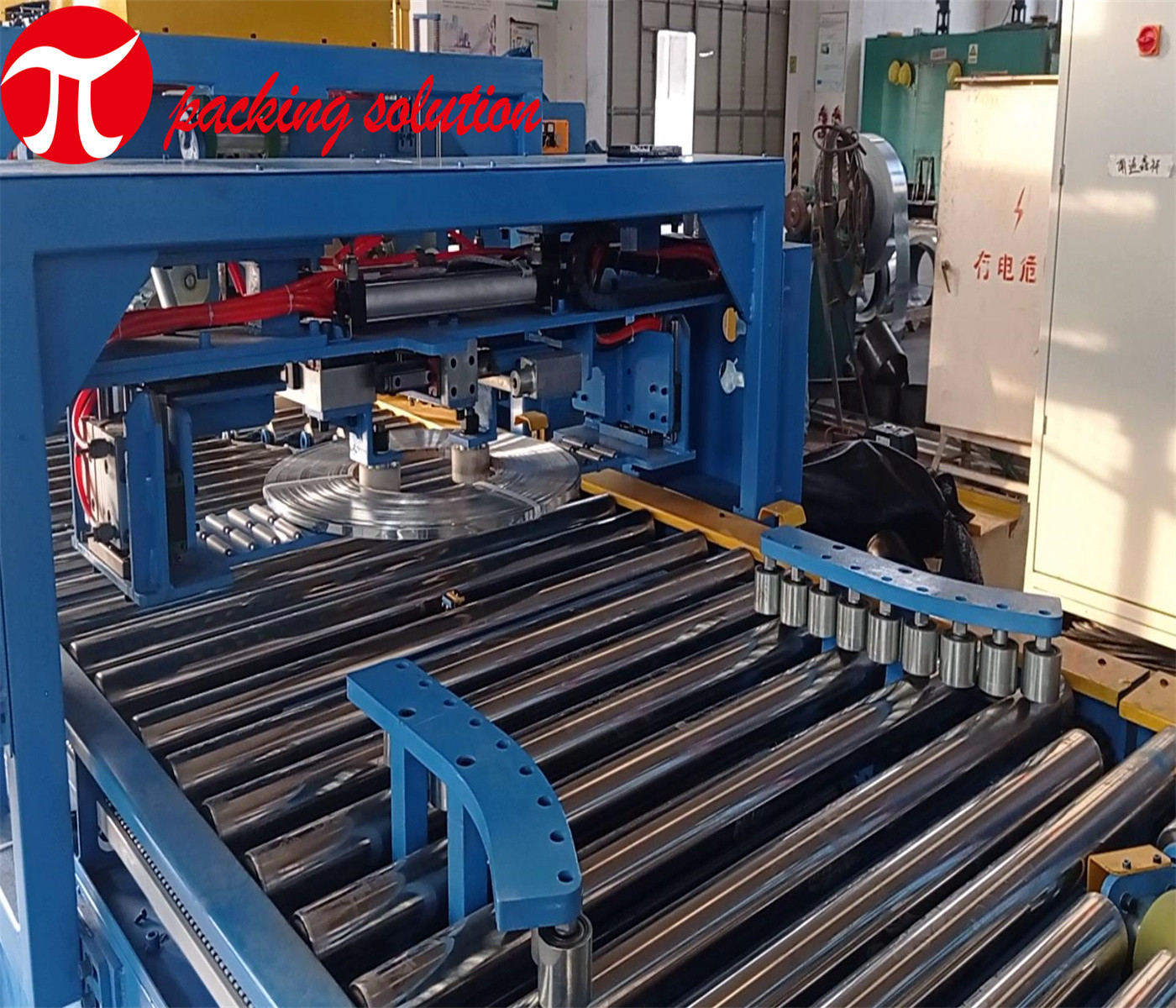 PLC Control Steel Coil Horizontal Industrial Wrapping Machine 380V 50Hz