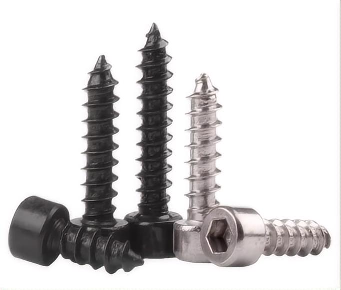 Black Round Head Self-Tapping Screw with Hex Socket Drive Metric Stainless Steel