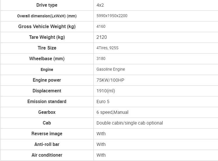 4.2m Cargo Tank Length Diesel Minivan with Manual Transmission and Euro 4 Standard