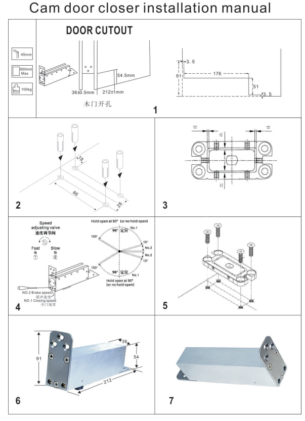 Aluminum Hotel Door Concealed Hydraulic Door Closer Hinge Hidden Floor Spring TK-H013M