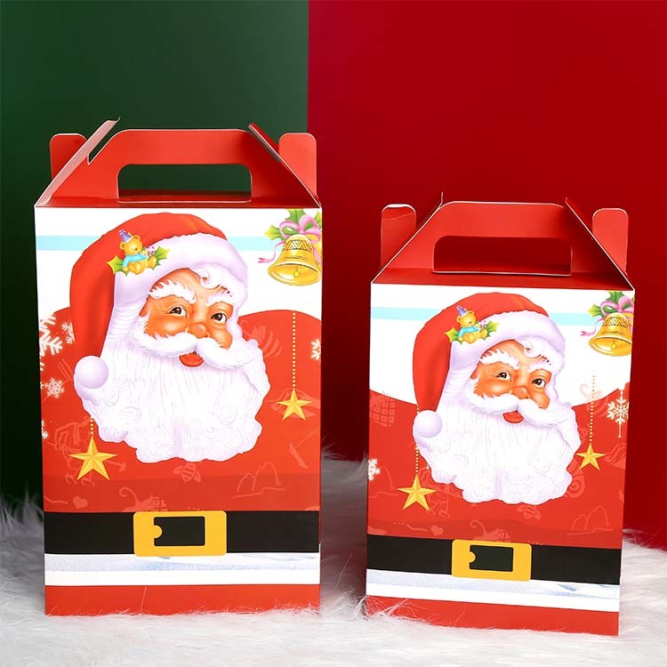 Paper custom packaging design Christmas Boxes Candy Cake Box Birthday Party Favor Goodie Gift Bag with Handle