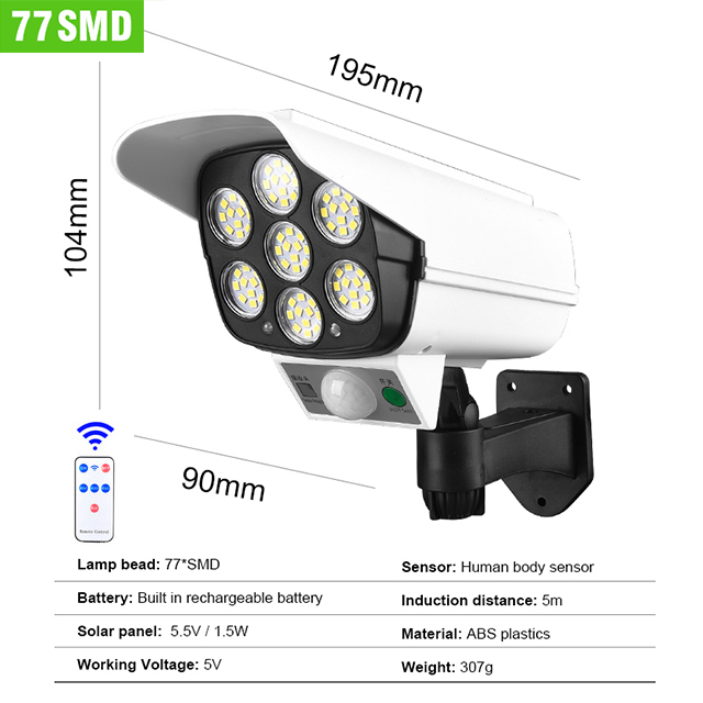 Solar Led Light Outdoor Motion Sensor Solar Light Street Spotlight Security Simulation Fake Dummy Camera Solar Lamp Garden
