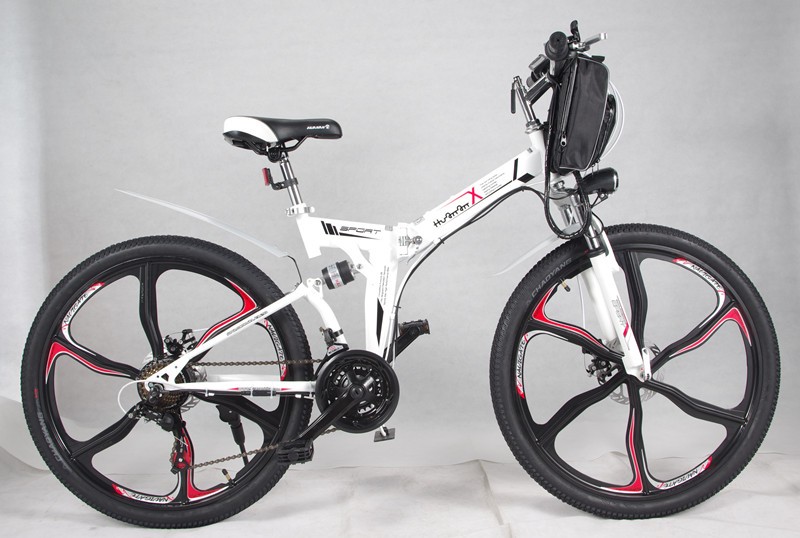 21 Speed Foldable E Bicycle 48V 15AH Lithium Battery With Carbon Steel Frame