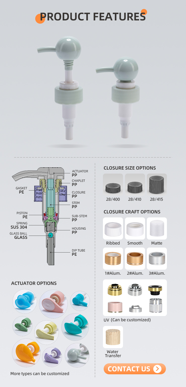Customization Plasitc Lotion Pump 4ml 28/410 30/410 33/410 Free Sample