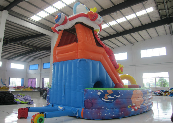 Space Theme Commercial Inflatable Water Slides Digital Printing High Slide Jumping Castle