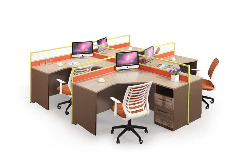4 Person PC Office Partition Workstation OEM / ODM With Partition Screen
