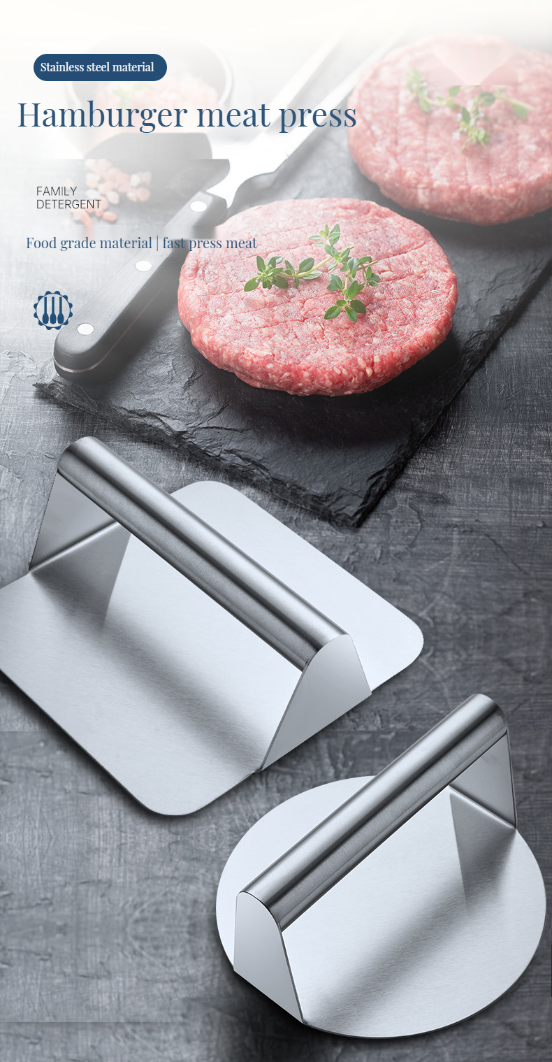 Barbecue Outdoor Cooking Fabric Apron with Non-Stick Stainless Steel Square Burger Smasher