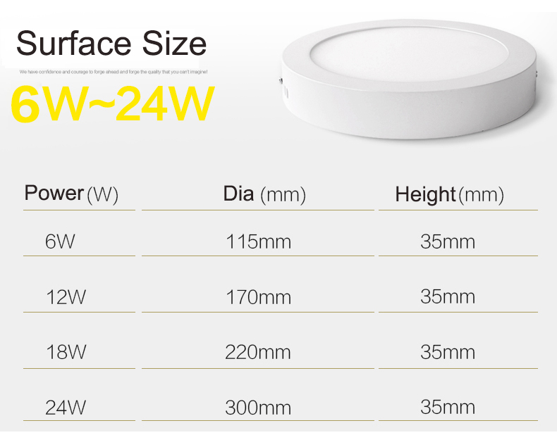 Project Installation Lighting Solutions 3600lm Surface LED Panel Light 6W 12W 18W 24W