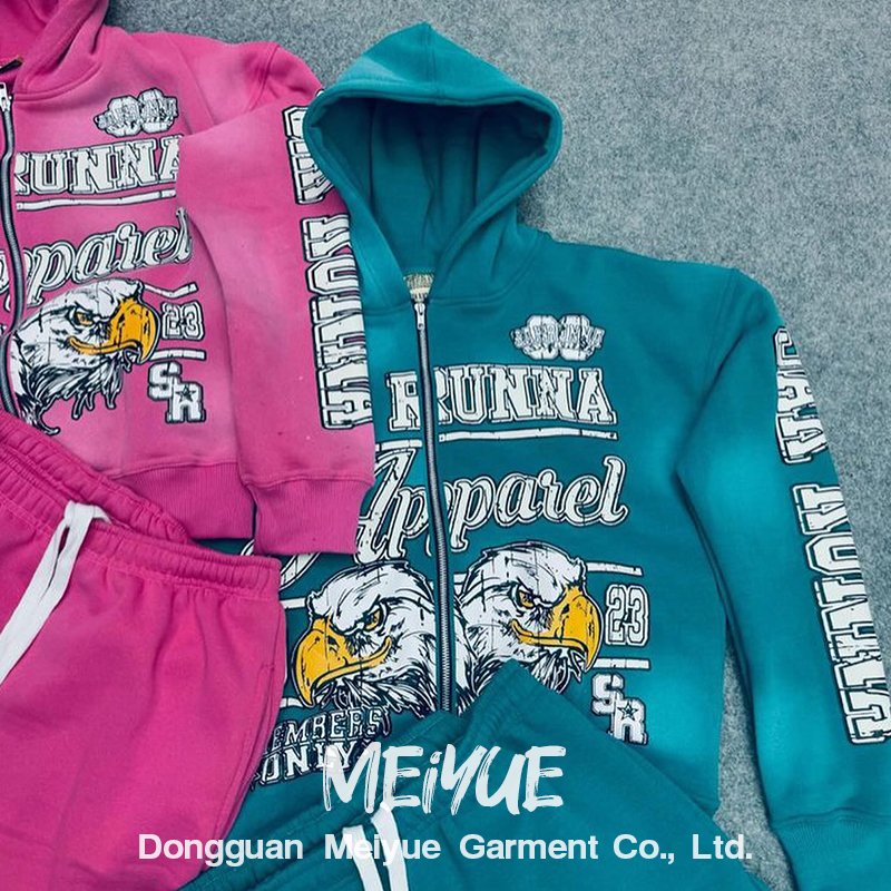 Screen Printed Dtg Print Baggy Sweatpants And Hoodie Set Mens Jogging Suits Windproof