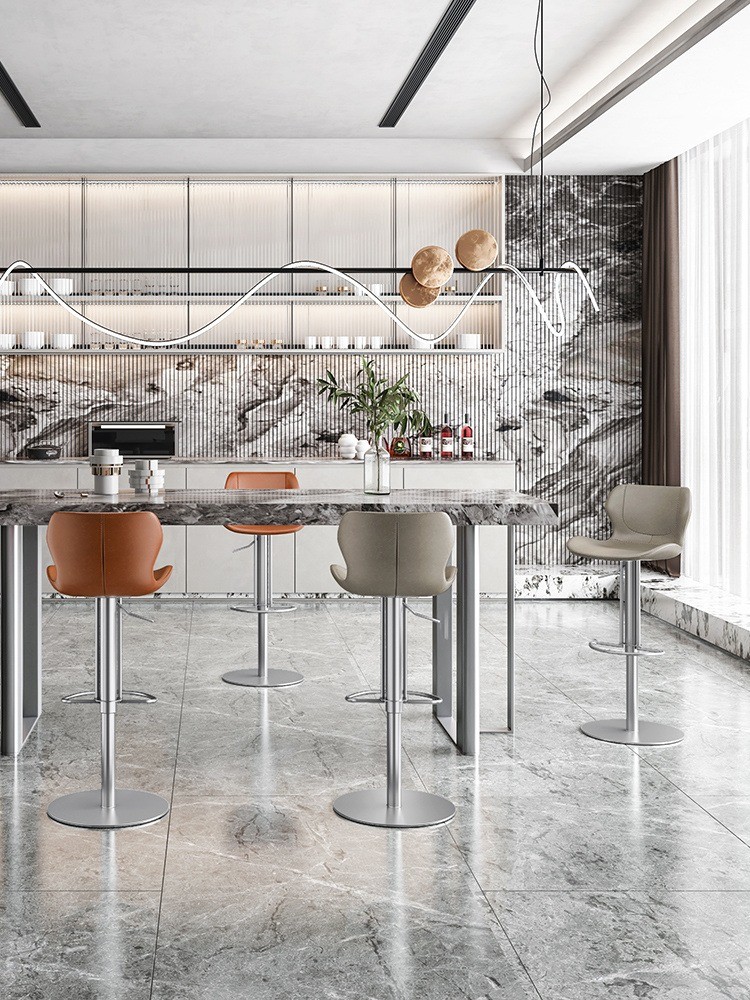 Hotel Restaurant Lift Swivel Bar Stool Light Luxury Home Bar Club Chairs