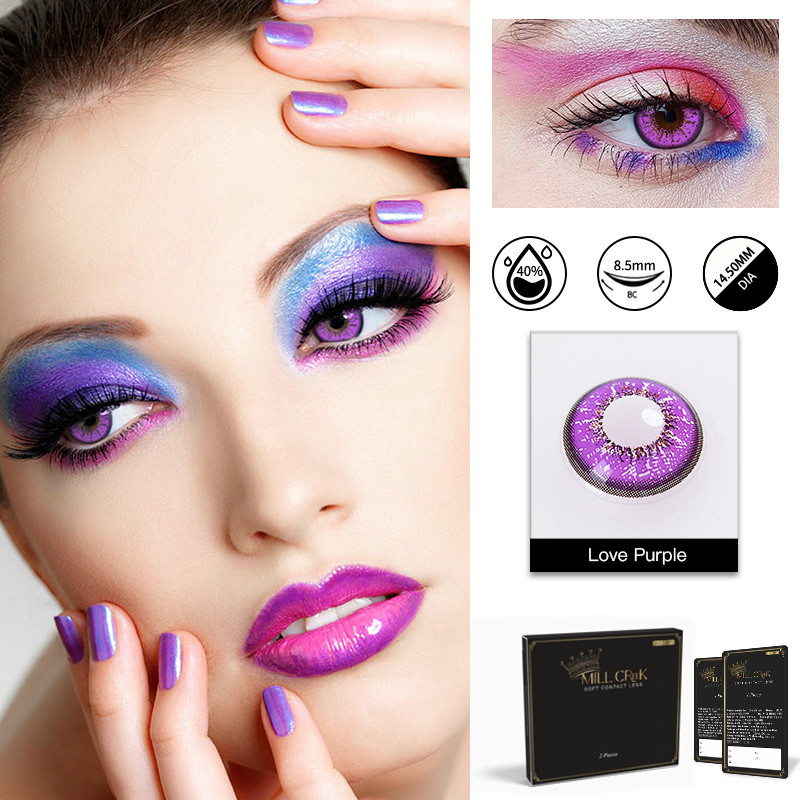 Myopia Optical Colored 14.5 Mm Contact Lenses Grey Purple Blue For Reading