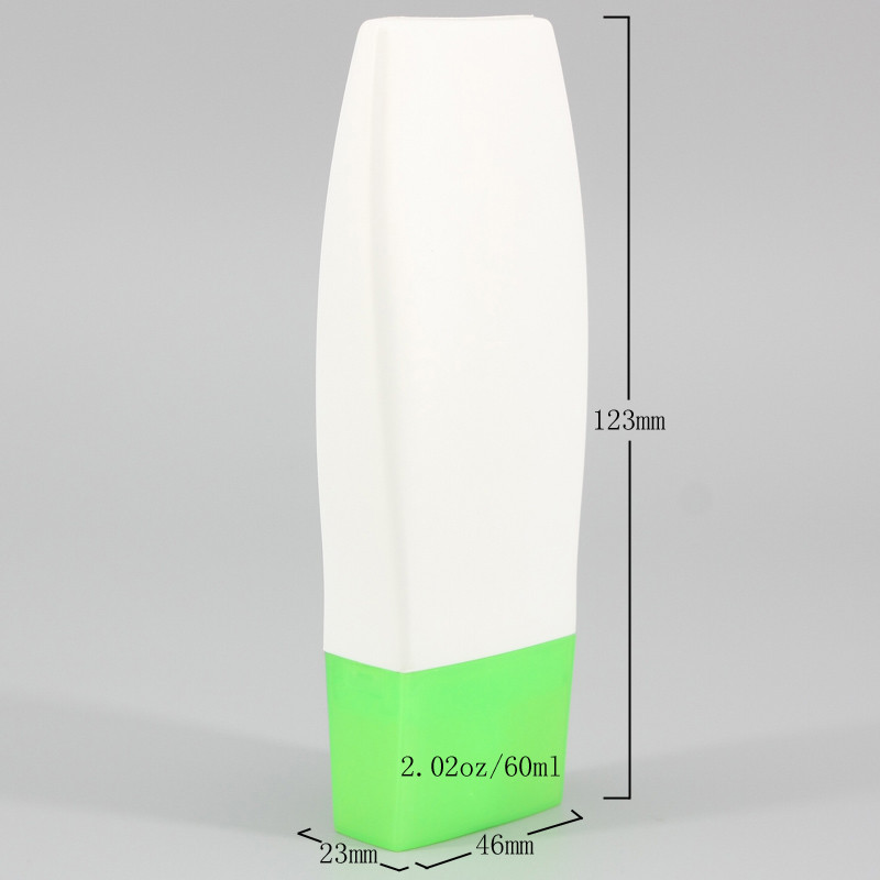 2.02oz/60ml HDPE Sunscreen Lotion Cream Bottle, Extruded Type Small Square Tube, Facial Cleanser Cosmetic Plastic Bottle