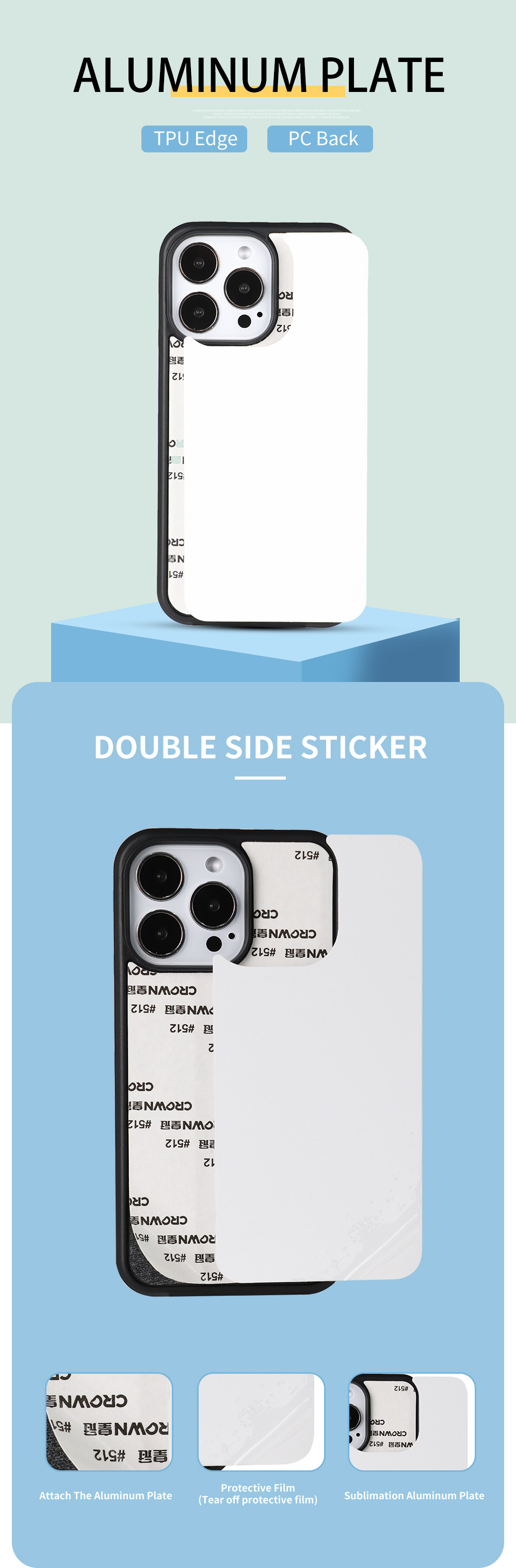 TPU Shockproof Sublimation Phone Cover Case Aluminum For IPhone 15 Pro Max