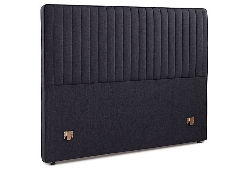 Unique Black Linen Upholstered Headboard Solid Wood Frame Bed Base