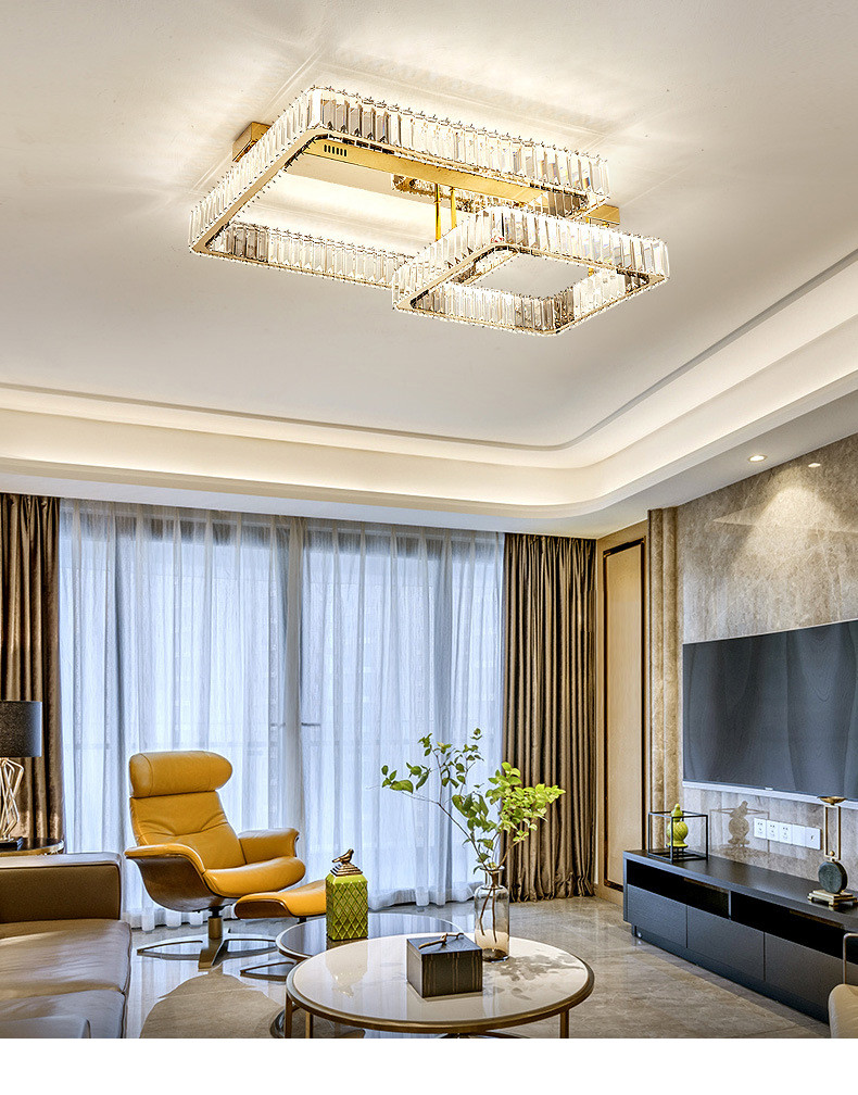 Luxury Living Room Smart Led Chandelier Modern Hall Glossy K9 Crystal Ceiling Chandelier(WH-CA-104)