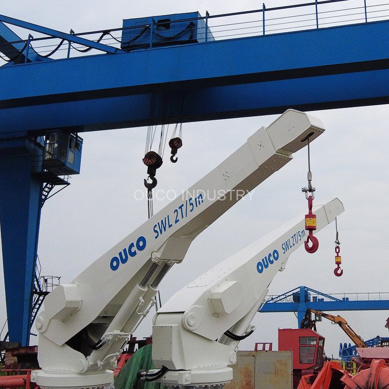 2T 5M Yacht Crane Telescoping Boom Crane Yacht Pedestal Jib