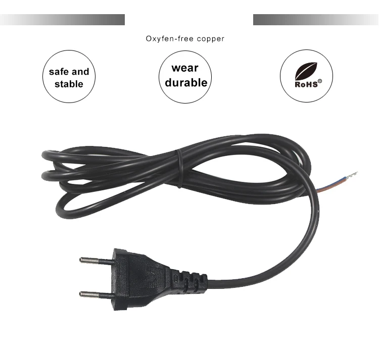 Supply Power Plug Eu 2 Pin To Stripped Supply Strip Power Cord Open Wire Free End