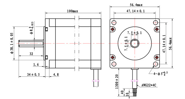 1.8 Degree Stepper Motor 57x57x100mm 425oz 3.0N.m NEMA 23 For Electronic Embroidery Machine
