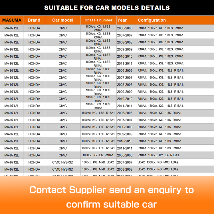 MA-9712L MASUMA 51360SNA903 51360-SNA-A03 Auto Control Arm for HONDA CIVIC HYBRID FD1