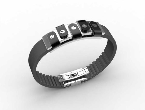 Top Quality Europe Fashion Stainless Steel Genuine Leather Silicone Bangle