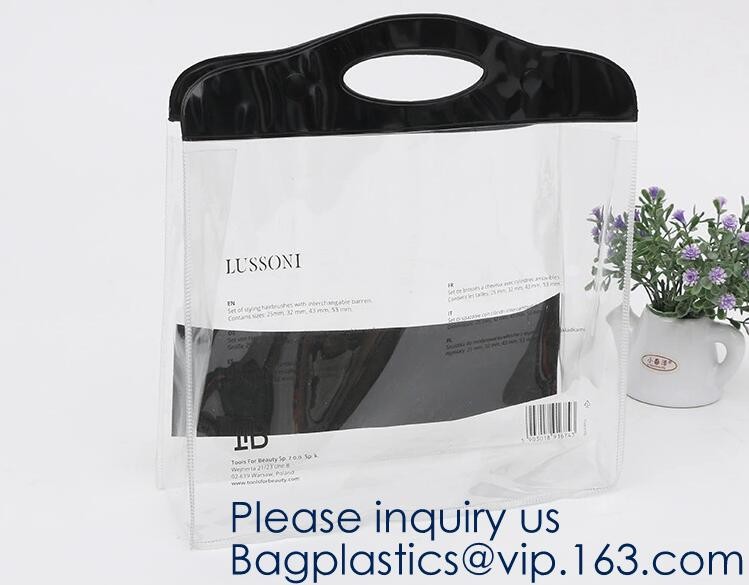 Waterproof All Over Printing PVC Coating Tote Shoulder Fabric Shopping Bag With Gusset And Lining,Jelly Clear Plastic PV