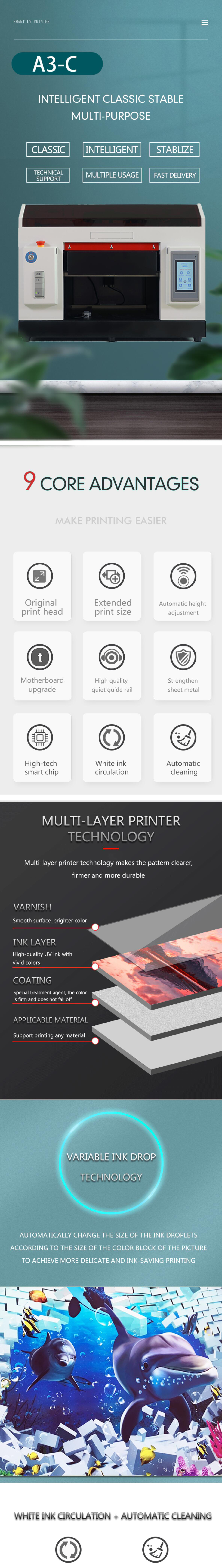 AC100-230V A3 UV Flatbed Printer A4 Small T-Shirt Printing with Rotating 3D T Shirt Stereo Printer Color Inkjet Printer