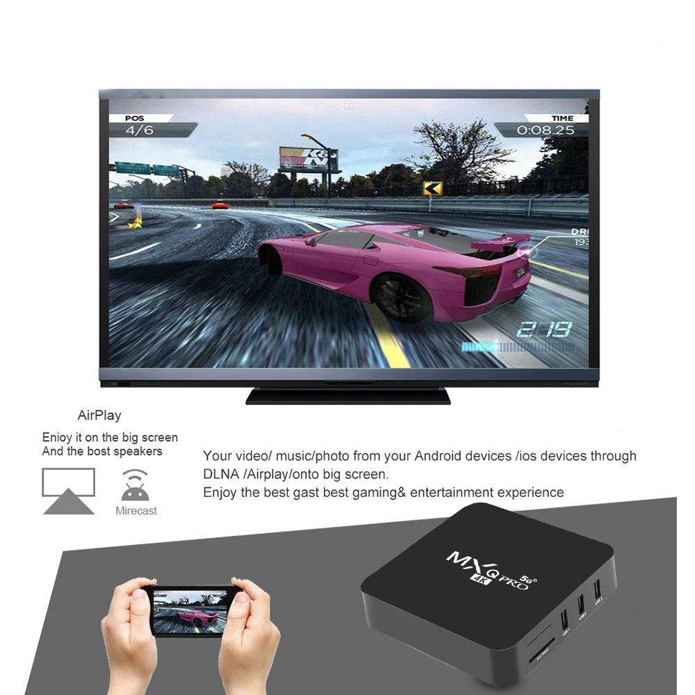 MXQ Pro Android 7.1 smart TV Box 2GB RAM 16GB ROM Amlogic S905W Chip 2.4G 5G WiFi 4K Google Youtube Media Player MXQ Set