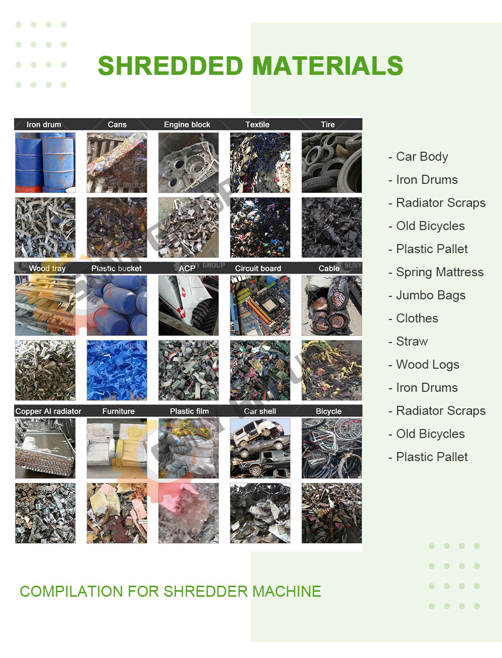 15000W Scrap Metal Plastic Wood Glass Shredder Crusher Recycling Machine