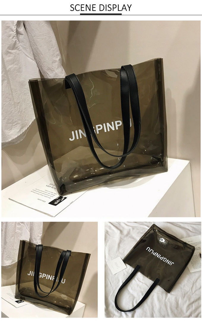 Embroidery Logo Stadium Storage PVC Shopping Bag With Shoulder Straps