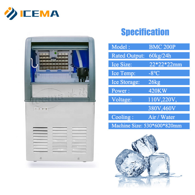 60kg/24H Commercial Ice Cube Machine Automatic For Home / Restaurant / Shop / Drinking / Bar