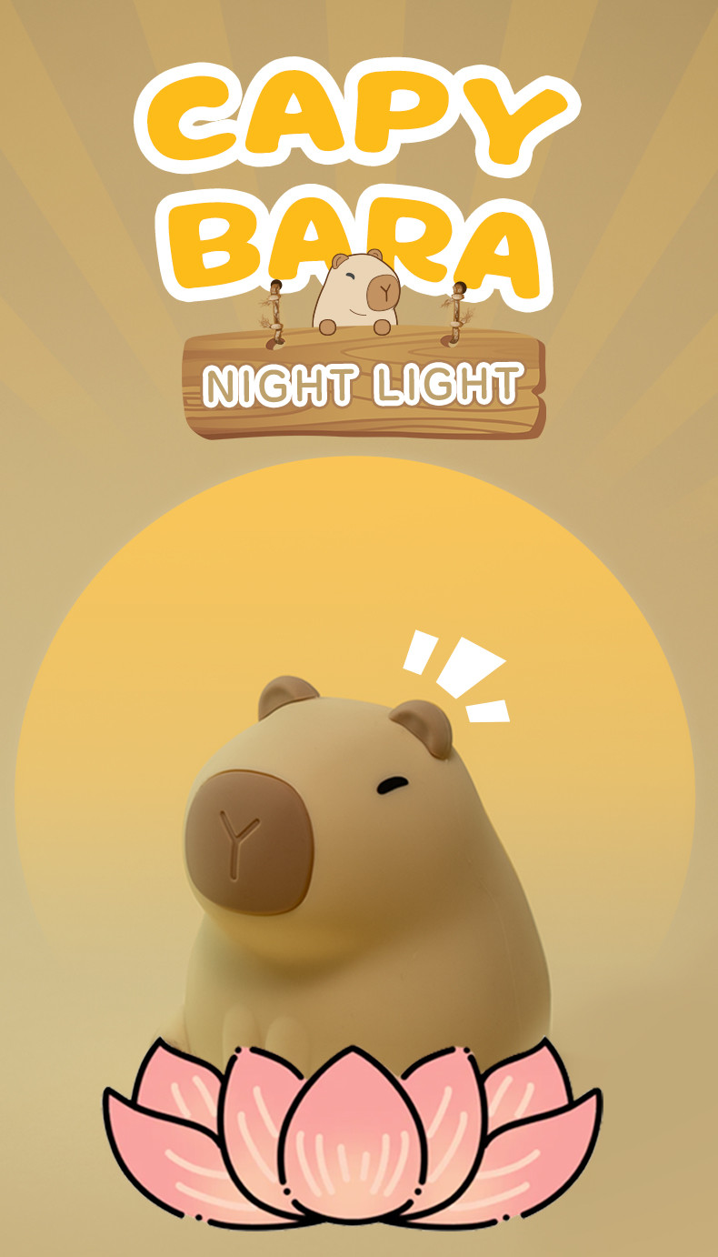 Creative Capybara LED Night Light Cute Silicone Bedside Table Lamp For Kids' Room Smart Home Gift