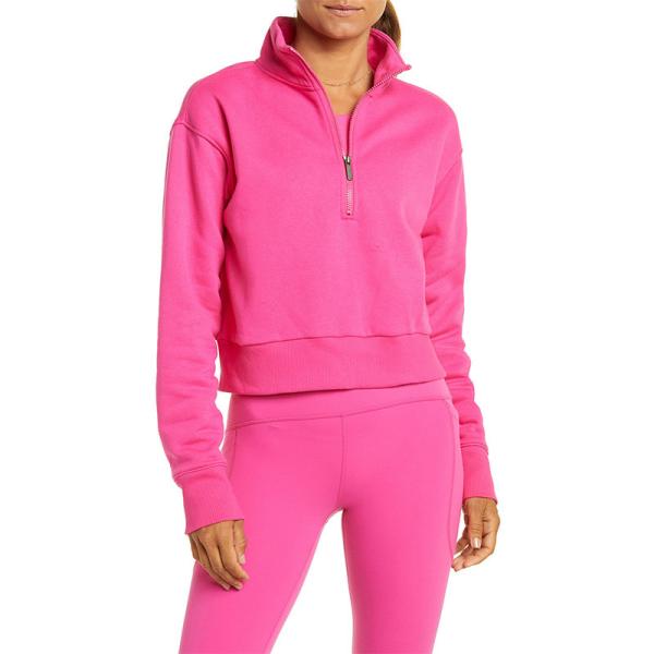 Quality Wholesale Custom Logo High Quality Soft 100% Cotton Half Zipper Sport Crop Sweatshirt Hoodies for Women for sale