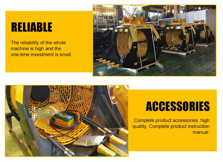 Rotary Screening Bucket Excavator Attachments Hydraulic Drum Screening Hopper Rotating Screening Bucket