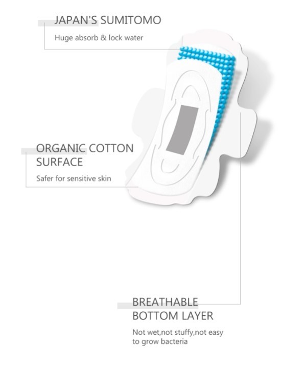 Diversion Surface Skin Friendly Odor Control Anion Sanitary Napkin